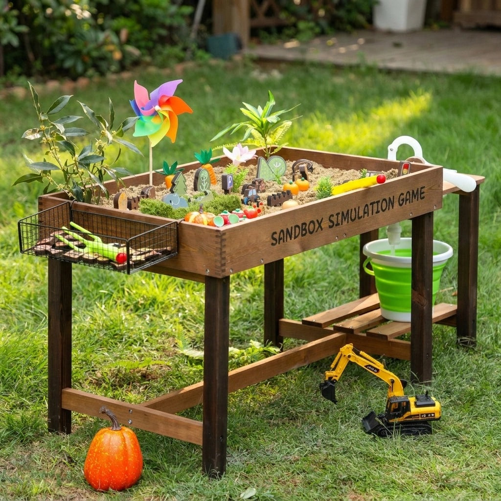 Elevated Wooden Sandbox for Kids