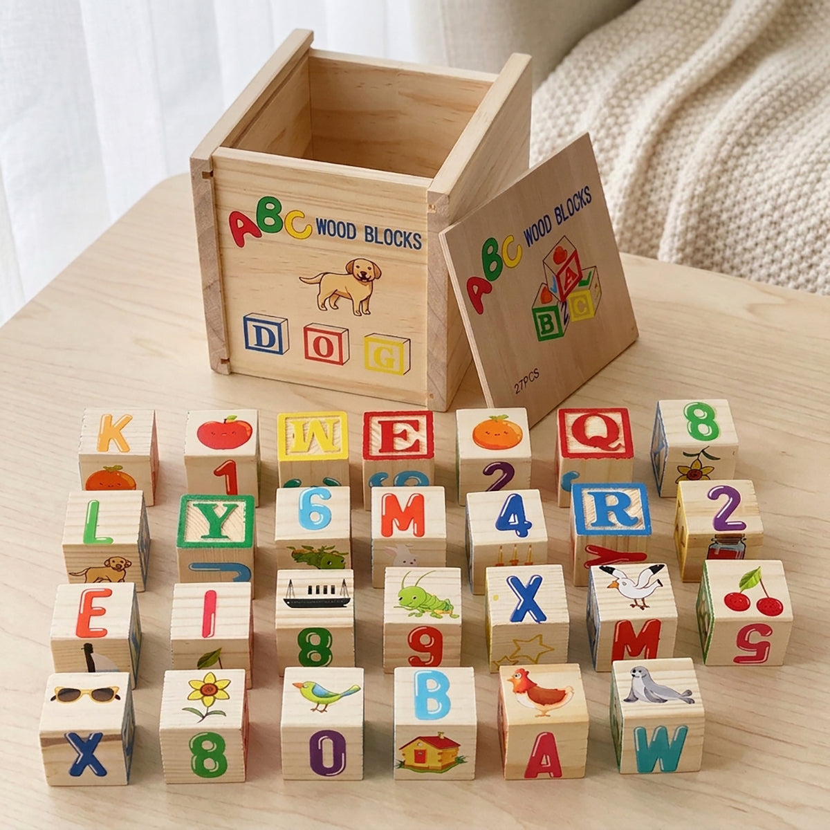 Wooden Stacking Alphabet Puzzle Blocks Set