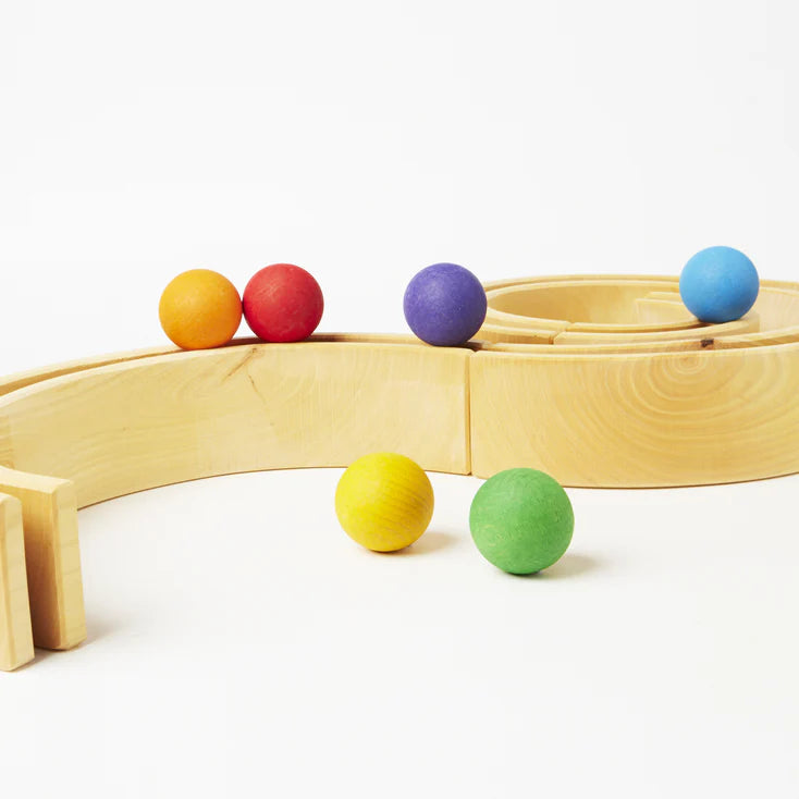 6-Piece Maple Wood Sorting Balls for Rainbow & Marble Play