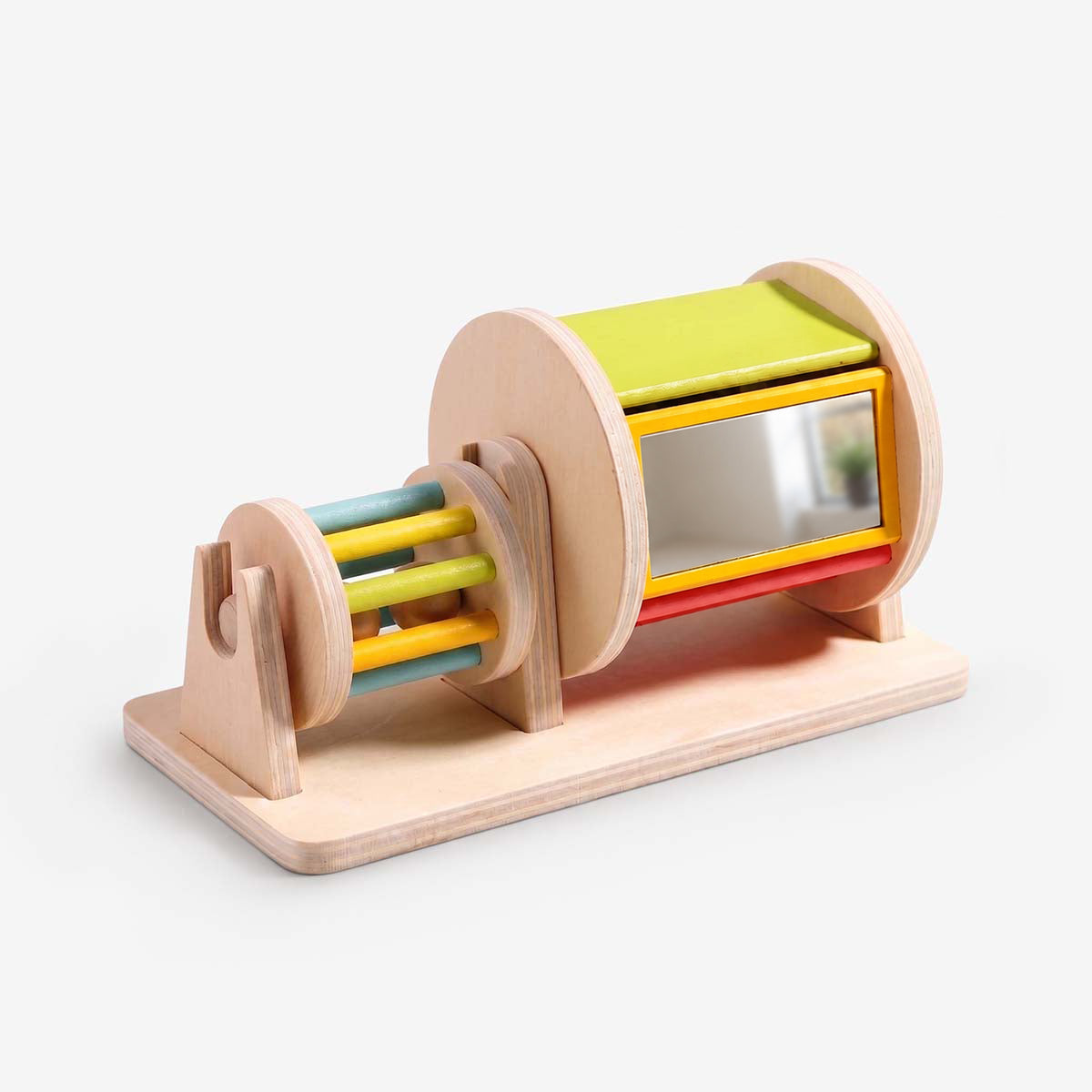 hicooo wooden rolling drum toy - studio shot showing full product from elevated angle