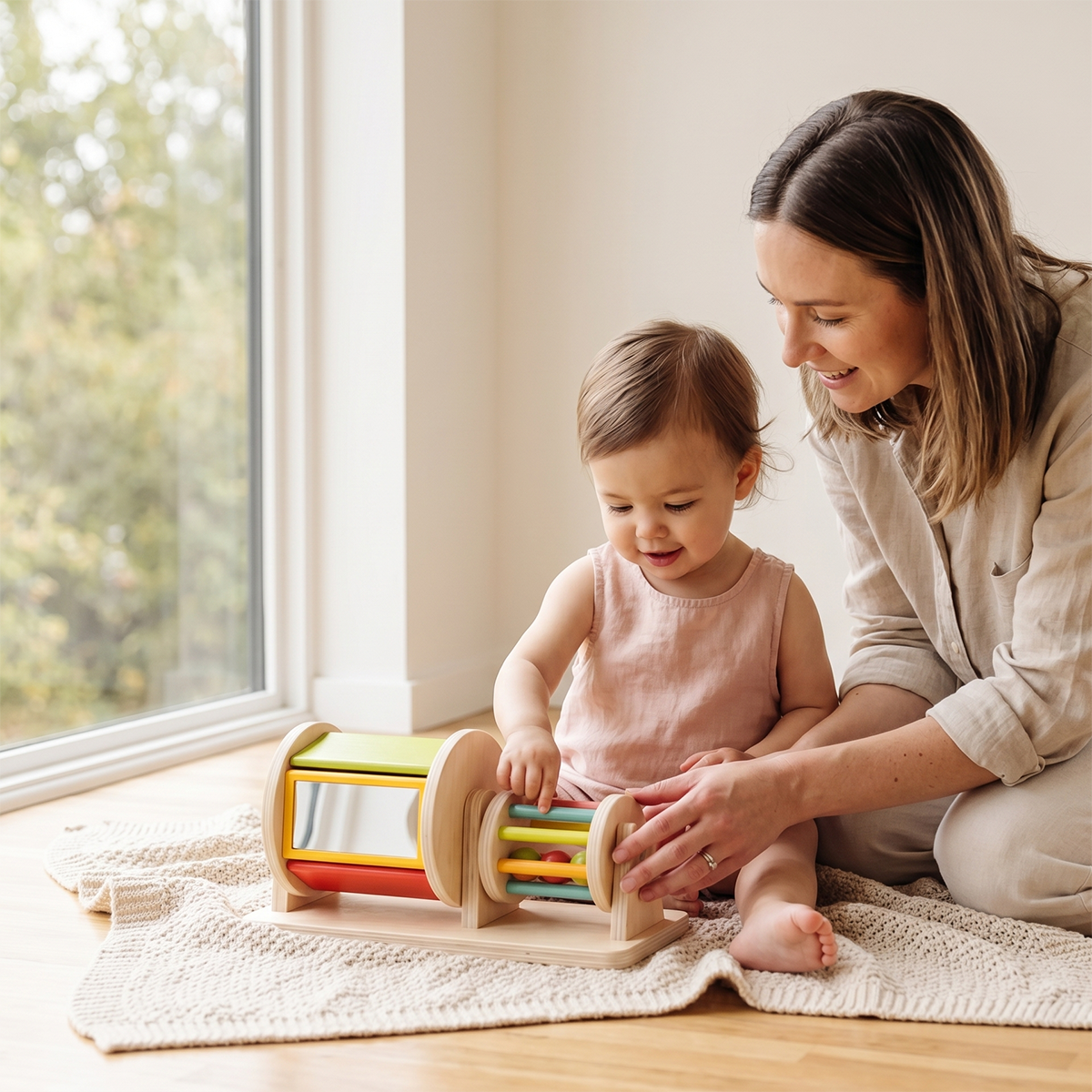 hicooo captivating educational wooden roller toy - joyful rattle auditory discovery and vibrant color visual learning