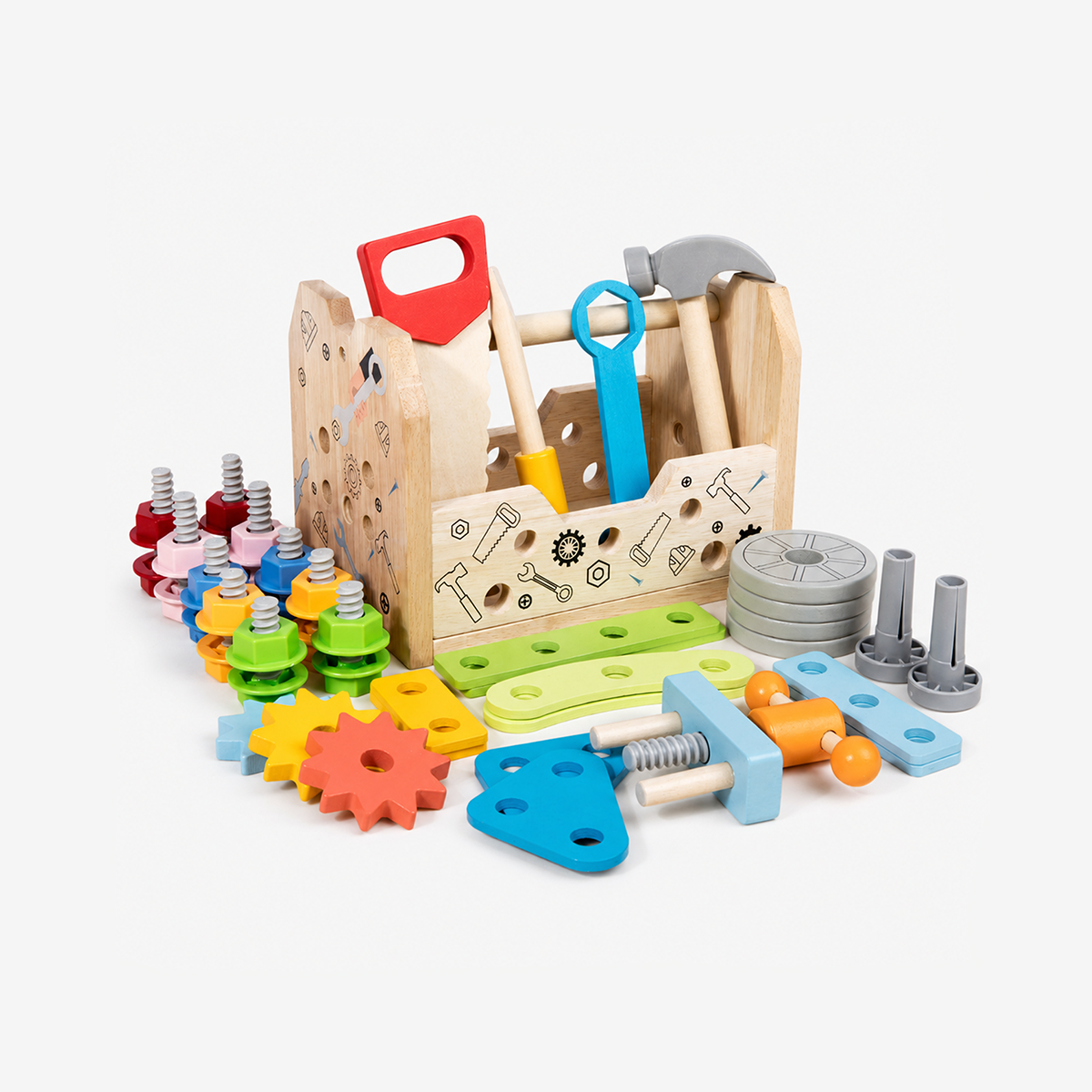 hicooo Kids Wooden Tool Set - Parts & Components Diagram