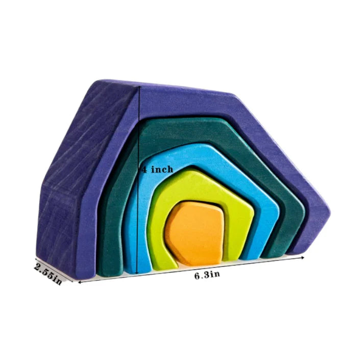 5PCS Wooden Stone Cave Stacking Toy