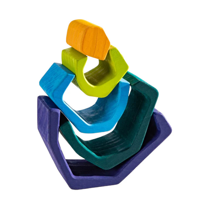 5PCS Wooden Stone Cave Stacking Toy