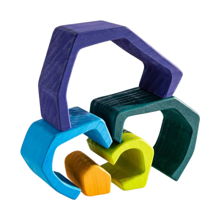 5PCS Wooden Stone Cave Stacking Toy