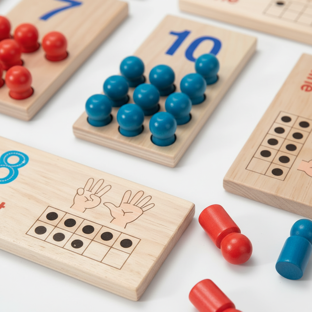 Wooden Counting Peg Board texture and material detail