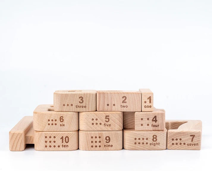 Montessori Wooden Math Blocks Screen-Free Toy for Toddlers