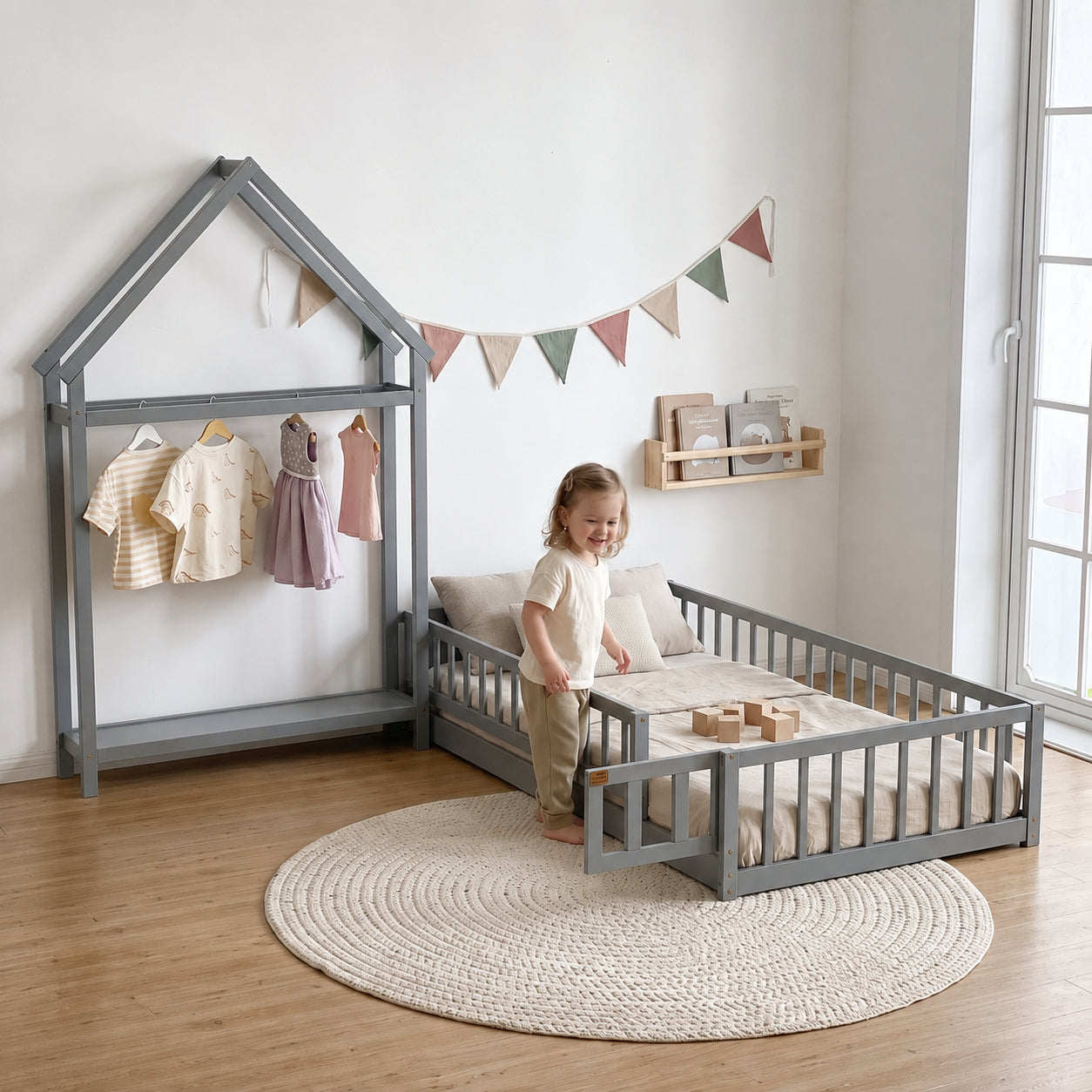 Montessori Toddler Transition Bed with House Headboard