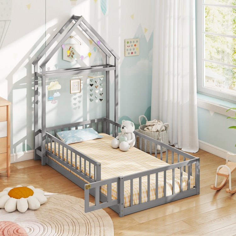 Montessori Toddler Transition Bed with House Headboard