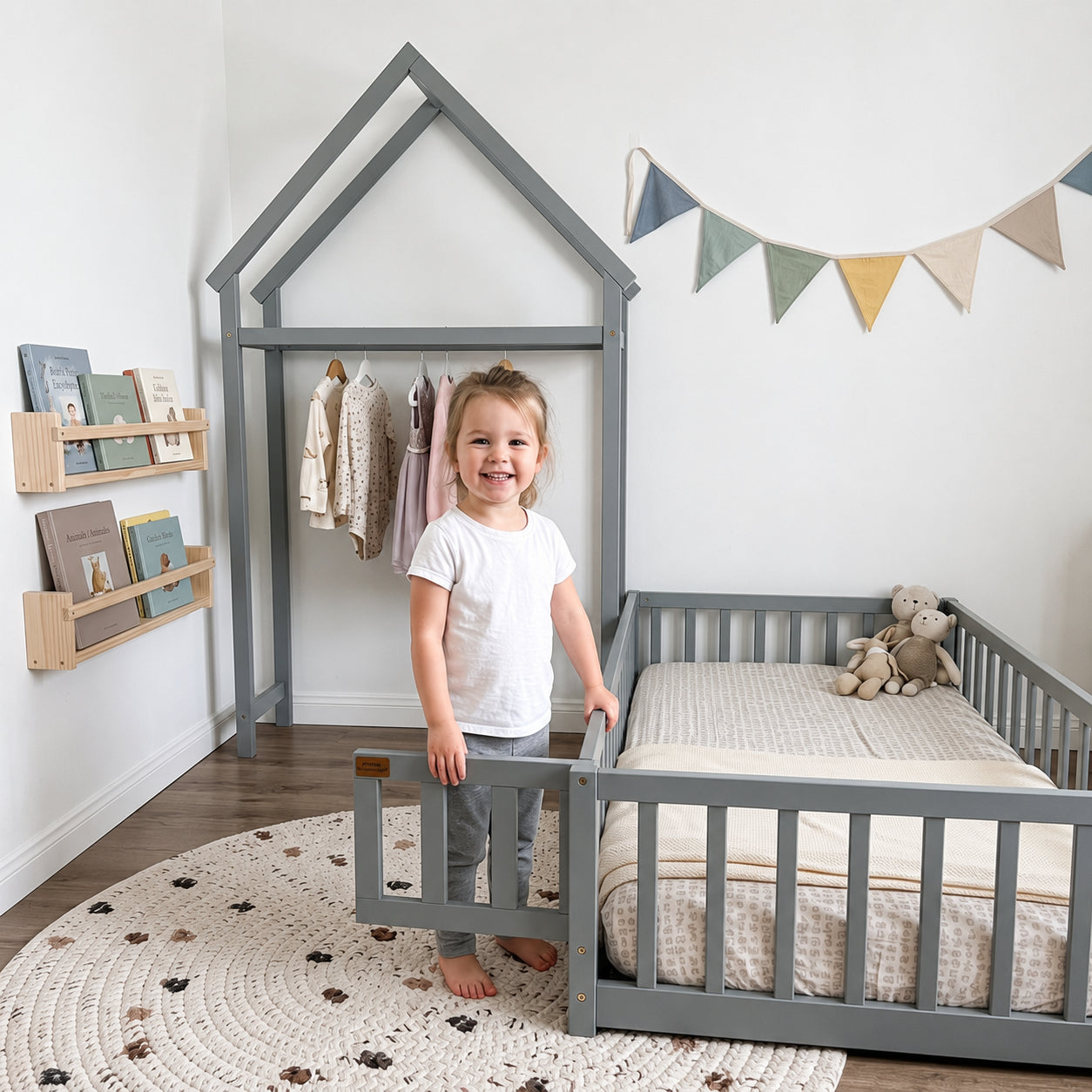 Montessori Toddler Transition Bed with House Headboard