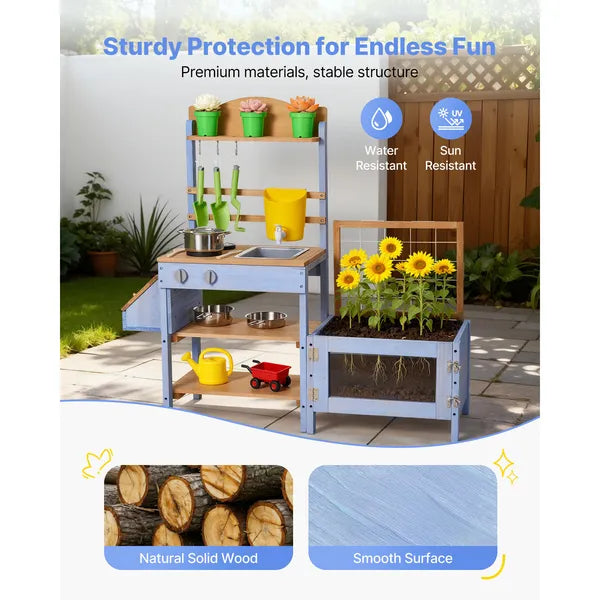 Wooden Outdoor Mud Kitchen & Nature Exploration Station