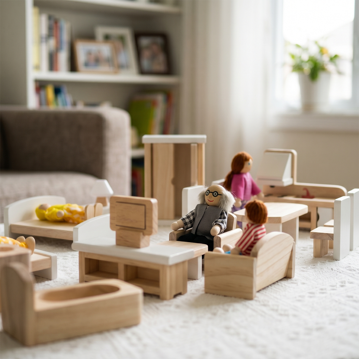 The retail packaging box for the hicooo Wooden Furniture Combination set, showing the portable handle and product preview.