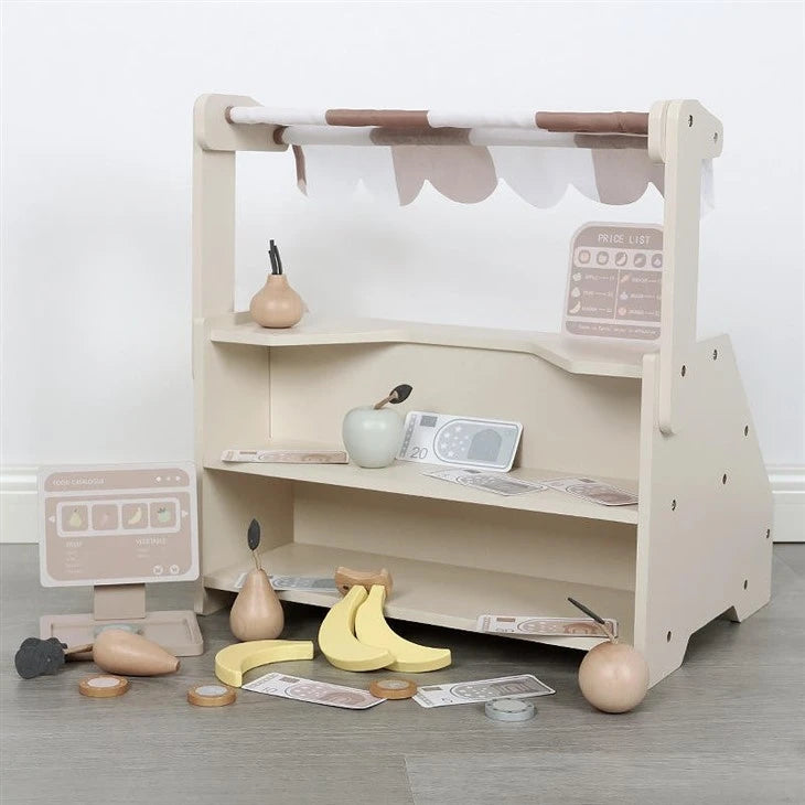 Toddler Pretend Play Market with Wooden Play Food