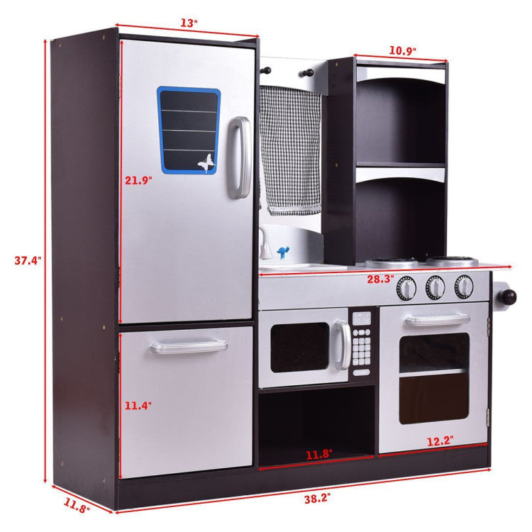 Modern Pretend Cooking Wooden Play Kitchen Set for Kids