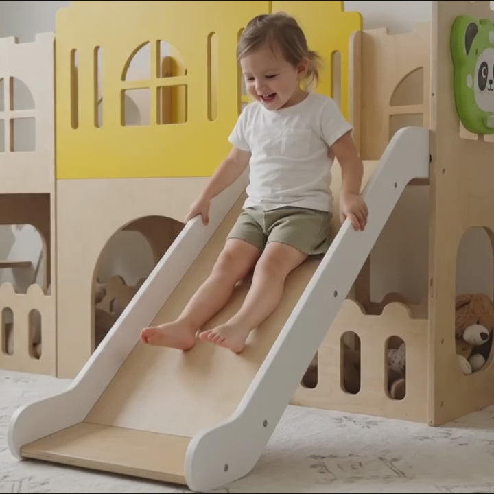 Toddler Indoor Playground with Slide and Basketball Hoop