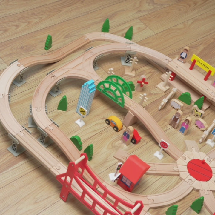 Wooden Large Train Set with Tracks