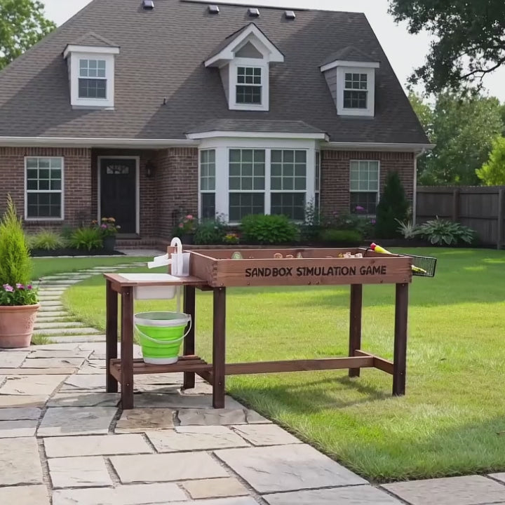 Elevated Wooden Sandbox for Kids