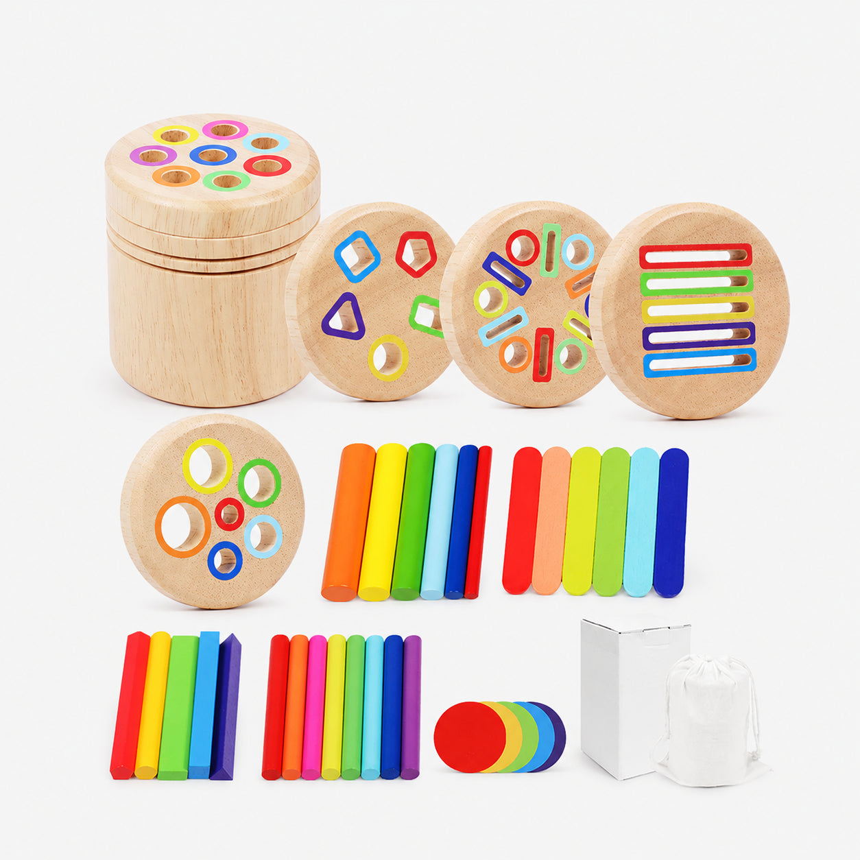 Rainbow Wooden Color Sorting Activity Set