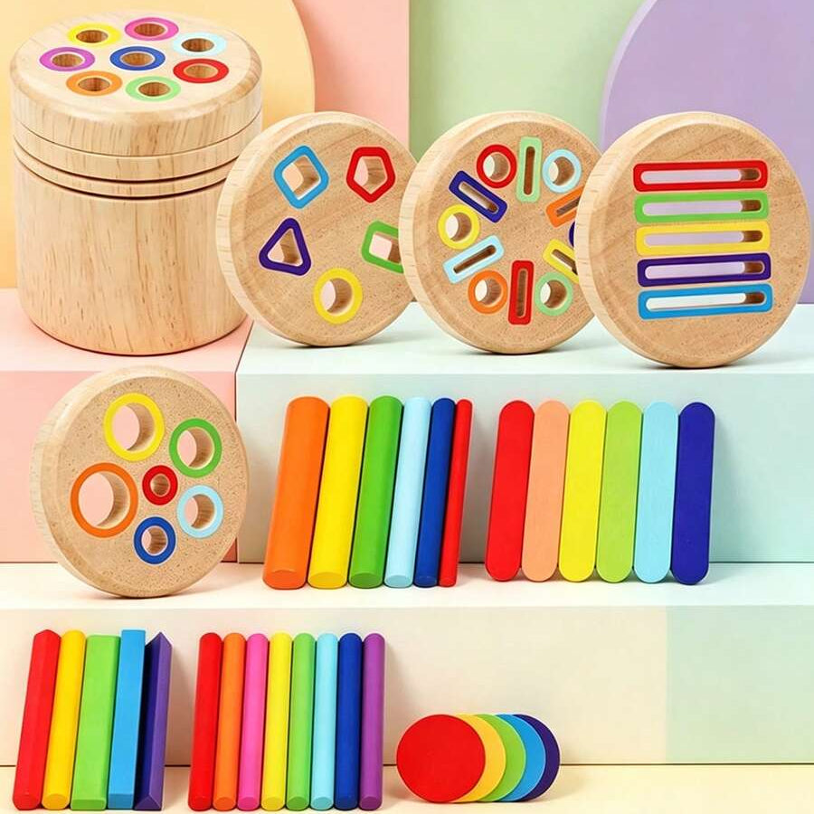 Rainbow Wooden Color Sorting Activity Set