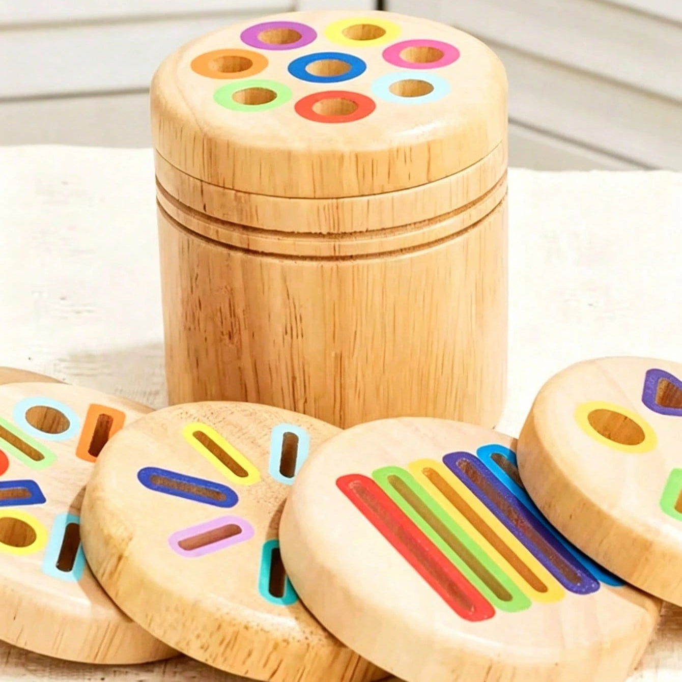Rainbow Wooden Color Sorting Activity Set