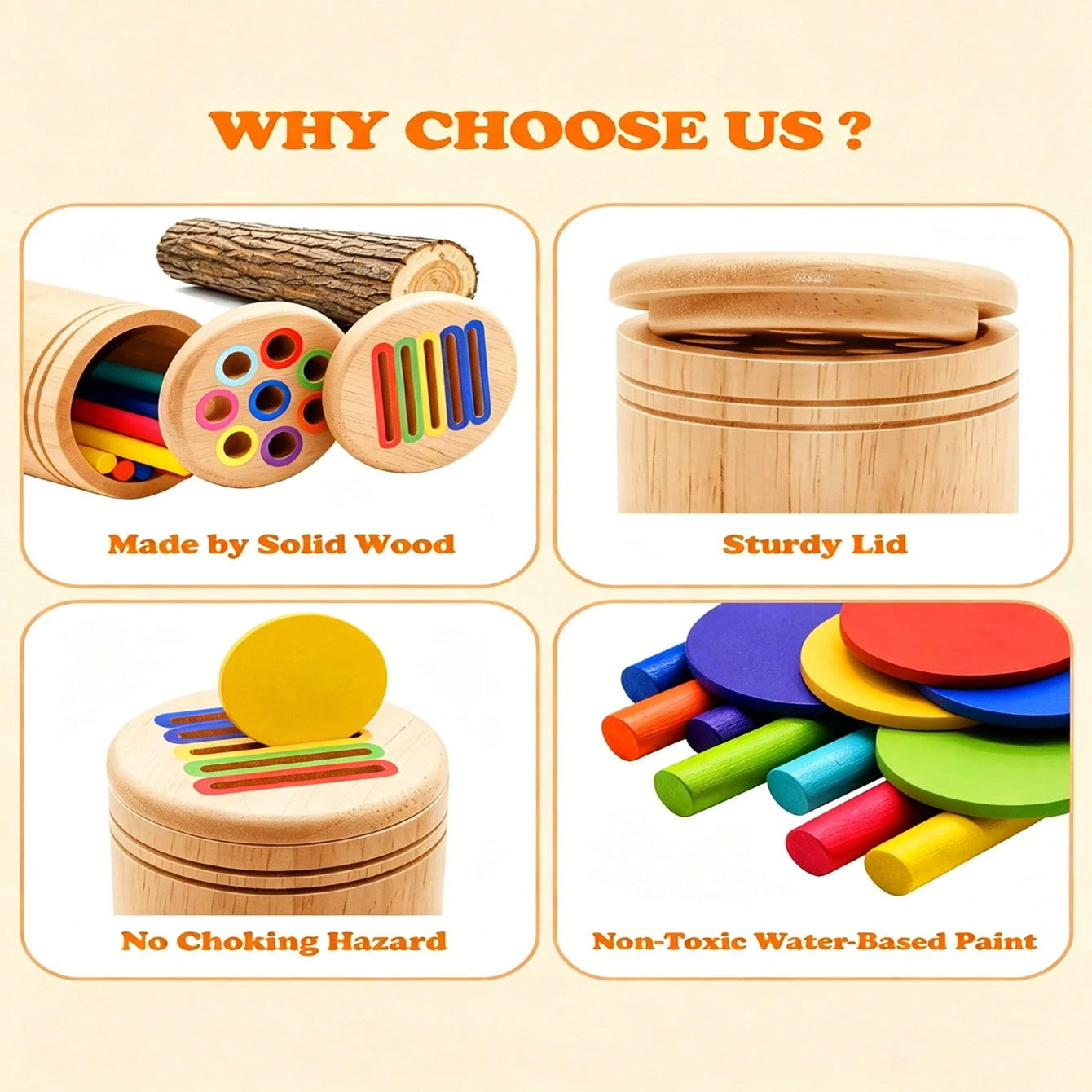 Rainbow Wooden Color Sorting Activity Set