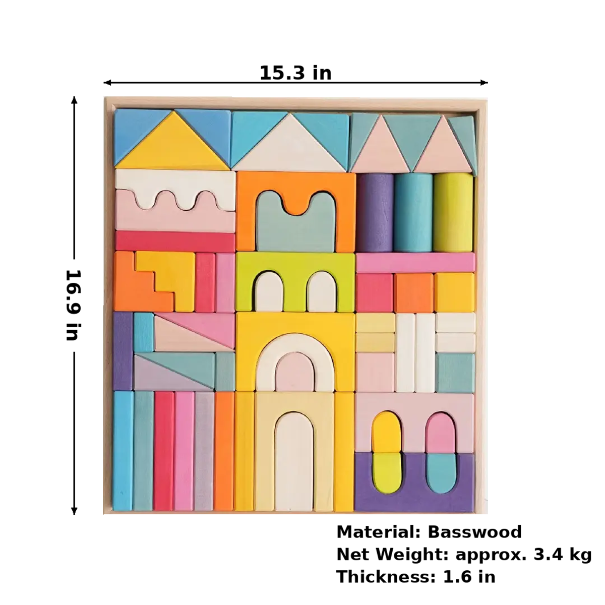 62 Pcs Extra Large Wooden Castle Building Blocks Set
