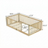 Wooden playpen with dimensions labeled on a white background