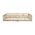 A light natural wood baby crib guard rail with vertical slats, shown from a front-facing perspective on a solid white background.