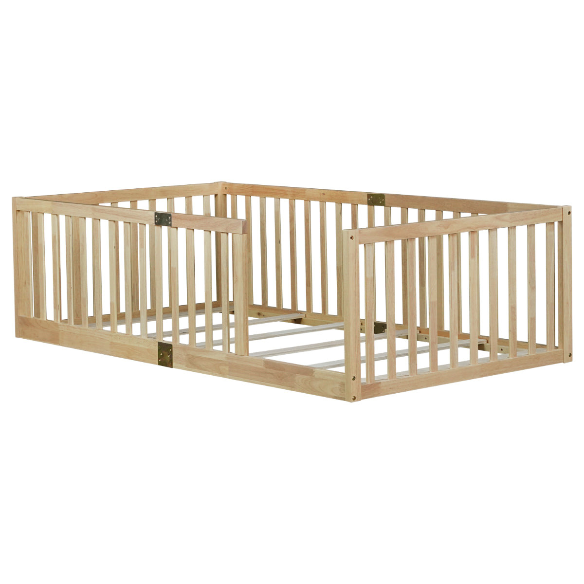 Wooden baby crib on a white background