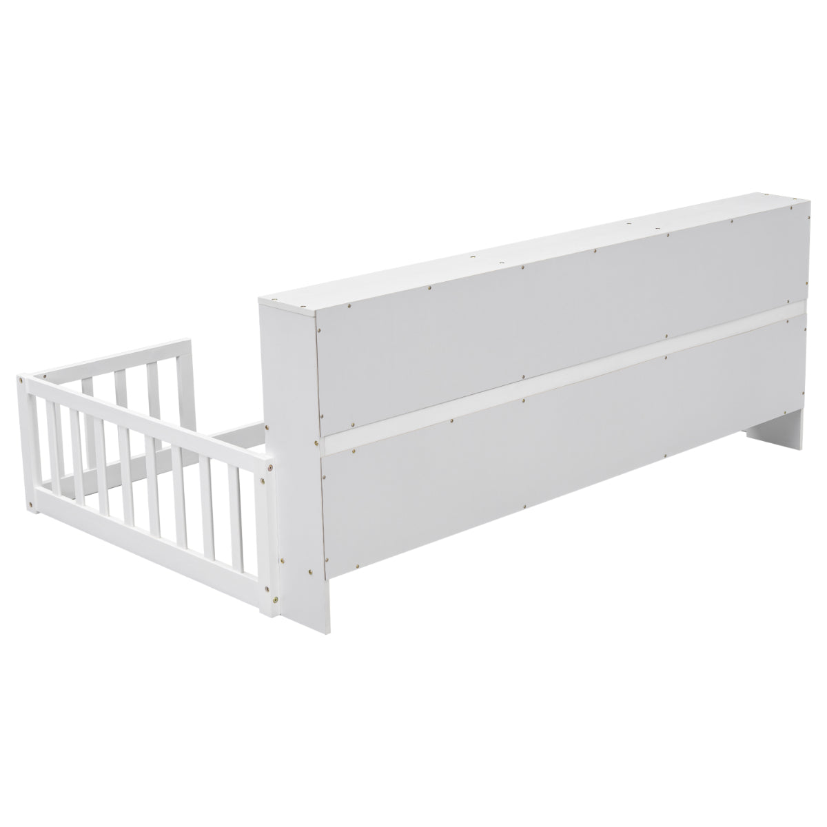 White wooden crib and bassinet frame set shown at an angle on a plain white background.