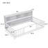 White wooden bench with dimensions labeled in inches on a white background