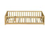 A light natural wood toddler bed guard rail with a matching gate, shown from a front-three-quarters angle on a solid white background.
