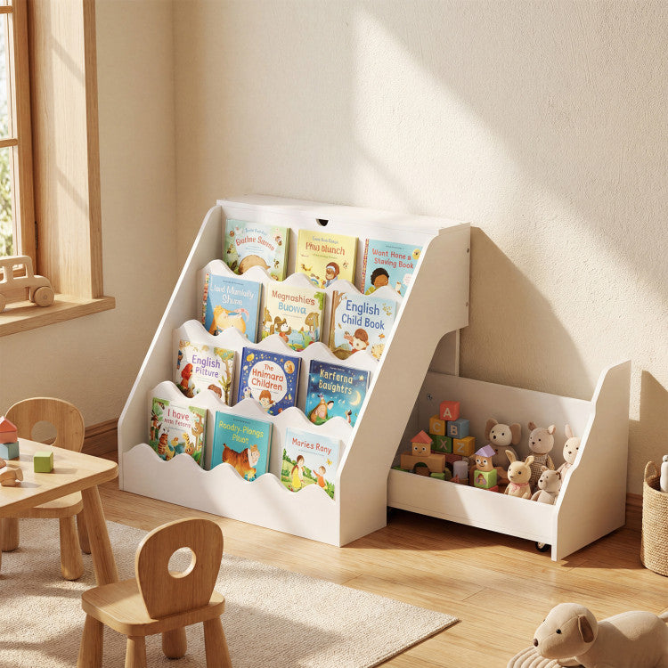 Montessori Kids Bookshelf and Toy Organizer