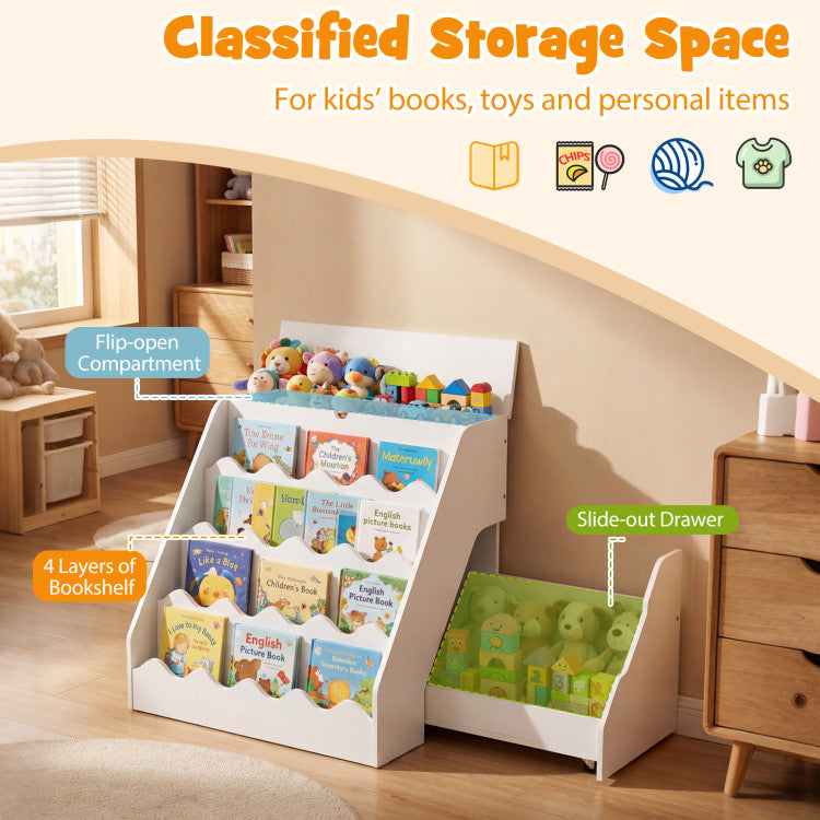 Montessori Kids Bookshelf and Toy Organizer