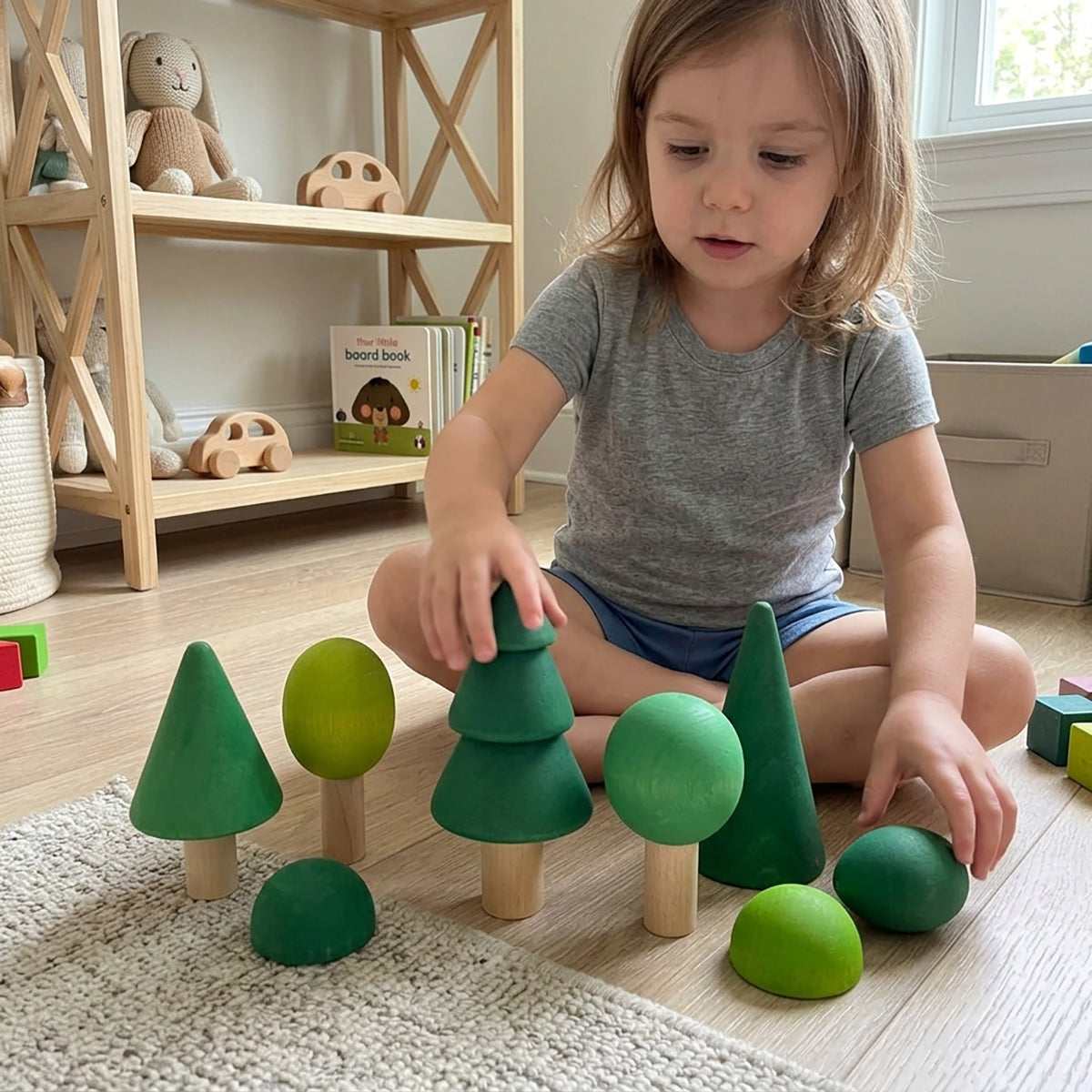 8-Piece Waldorf Wooden Forest & Tree Play Set