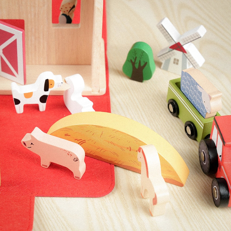 Montessori Wooden Farm Playset