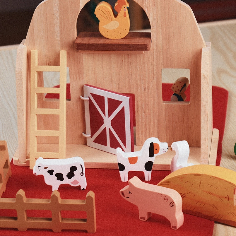 Montessori Wooden Farm Playset
