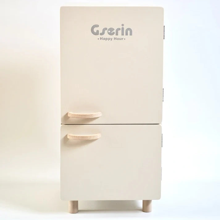 Wooden Mini Fridge Pretend Play Set with 12 Accessories