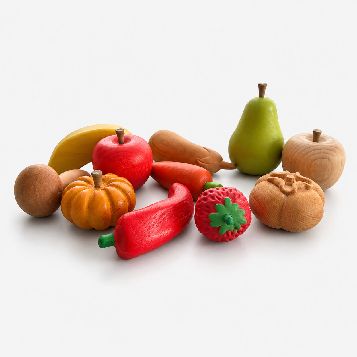 Wooden Fruit & Vegetable Basket Play Set