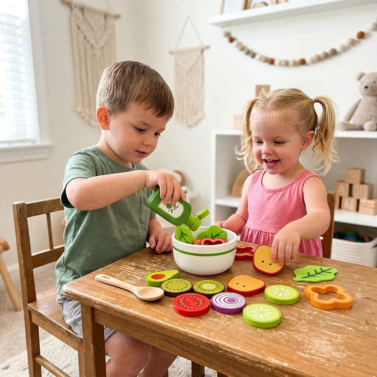 Wooden Fruit & Vegetable Salad Play Set