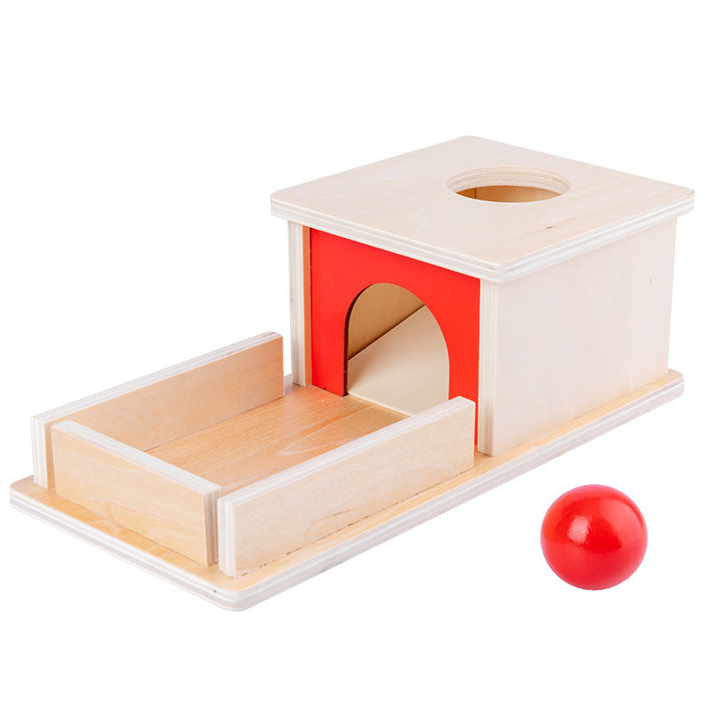 Wooden Object Permanence Box with Ball and Tray