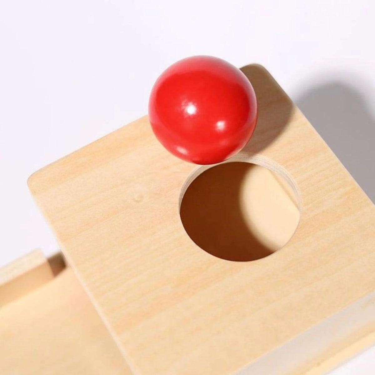 Wooden Object Permanence Box with Ball and Tray