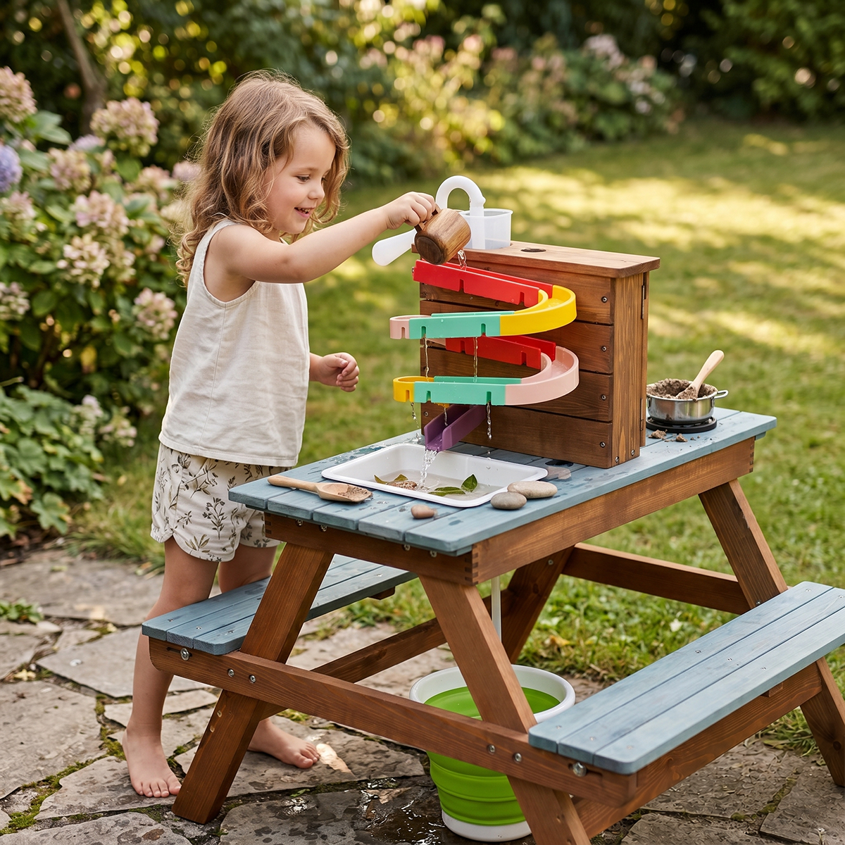 Wooden Outdoor Activity Table Mud Kitchen