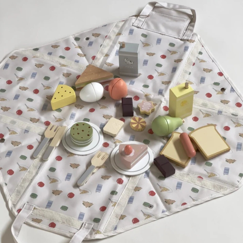 24-Piece Kids Pretend Picnic Basket with Foldable Blanket
