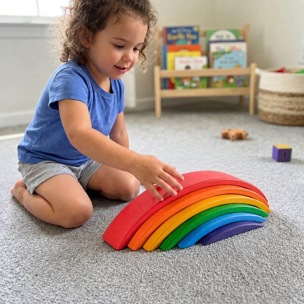 6-Piece Wooden Rainbow Bridge & Arch Building Blocks Set