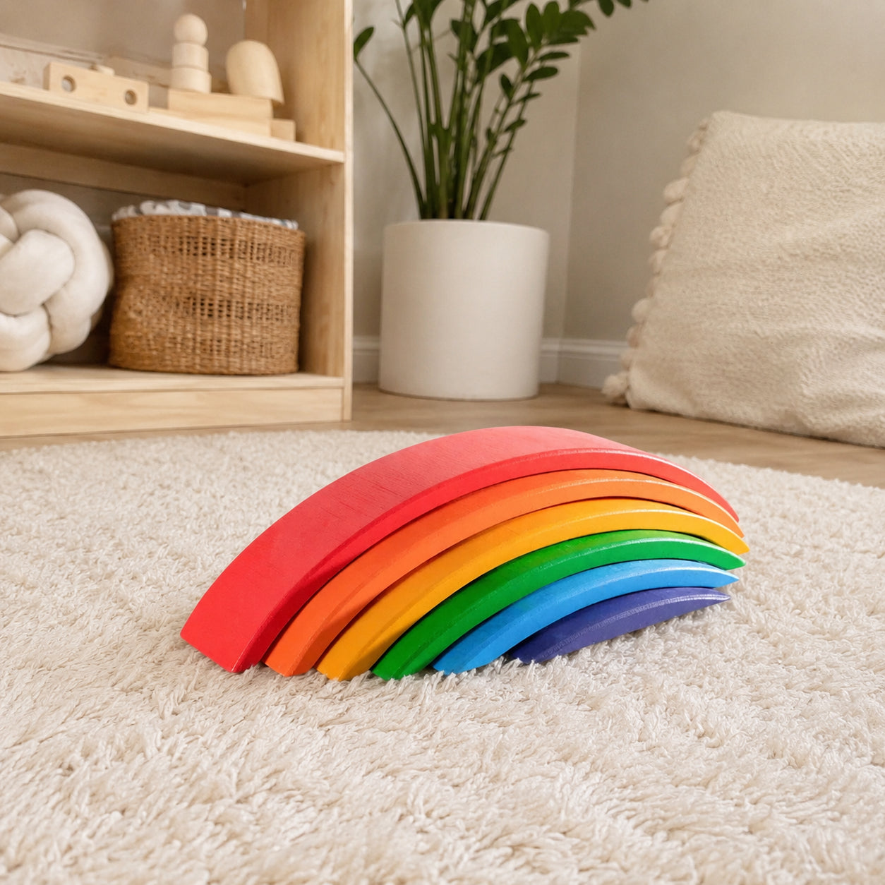 6-Piece Wooden Rainbow Bridge & Arch Building Blocks Set