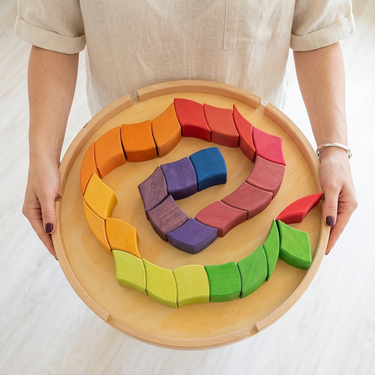 72-Piece Wooden Round Building Creative Block Set