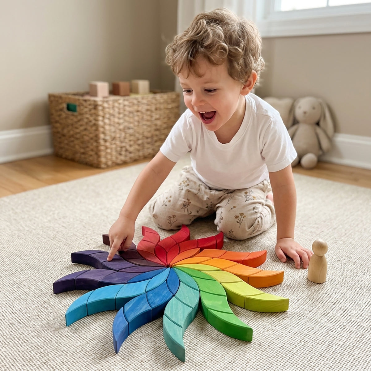 72-Piece Wooden Round Building Creative Block Set