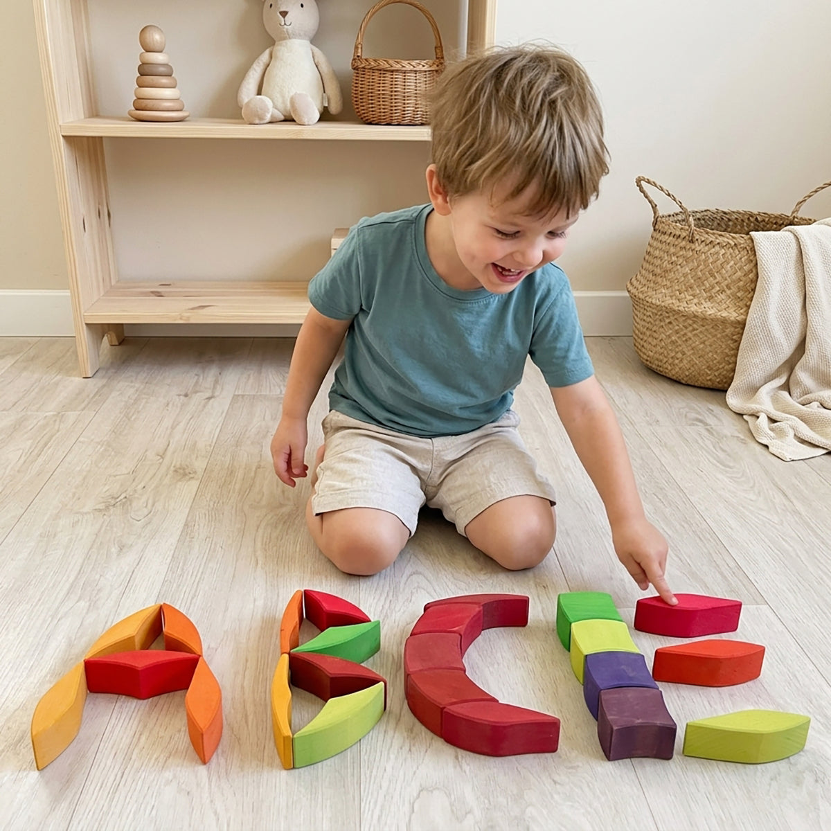 72-Piece Wooden Round Building Creative Block Set