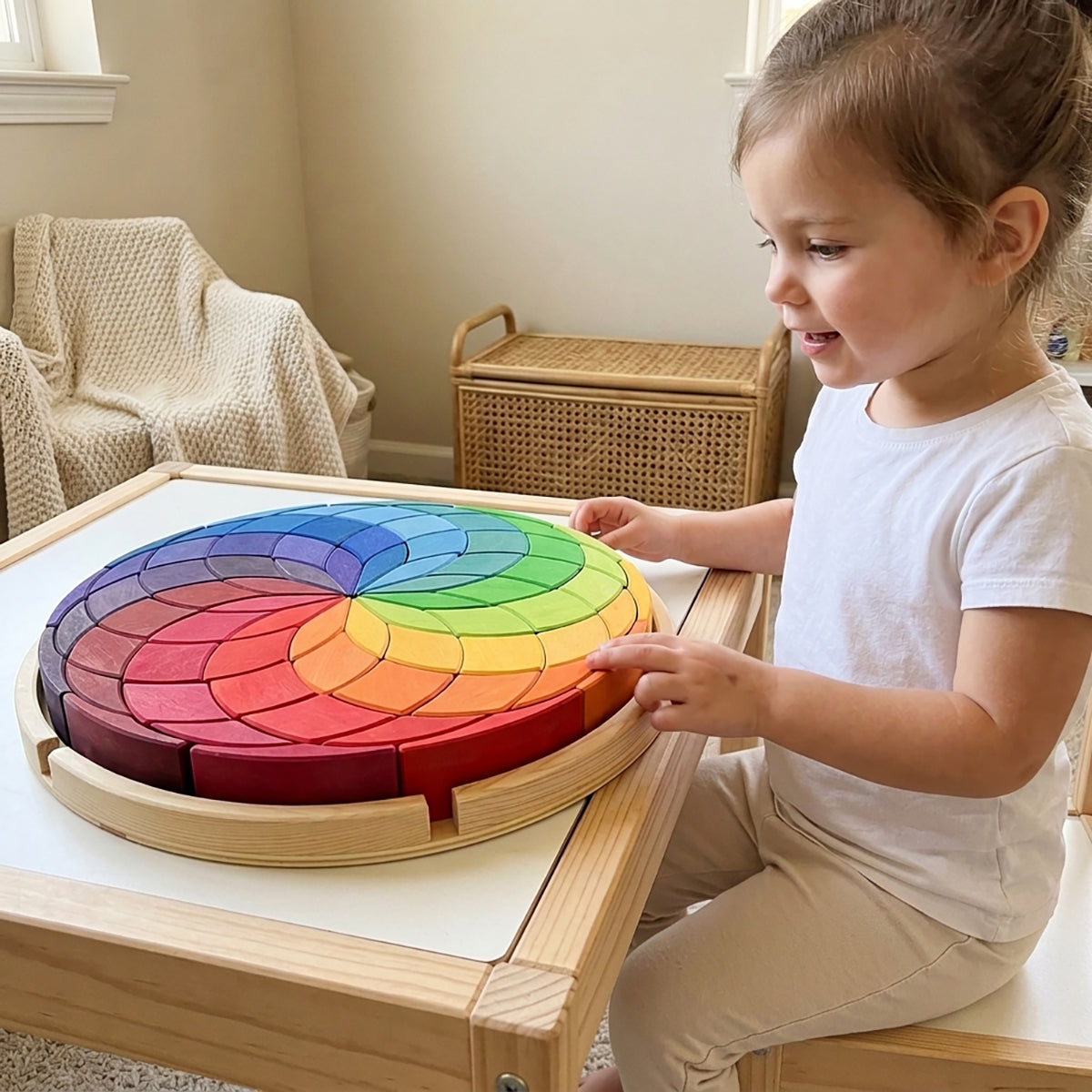 72-Piece Wooden Round Building Creative Block Set